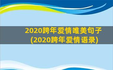 2020跨年爱情唯美句子(2020跨年爱情语录)