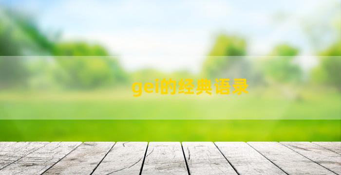 gei的经典语录