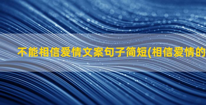 不能相信爱情文案句子简短(相信爱情的短句文案)