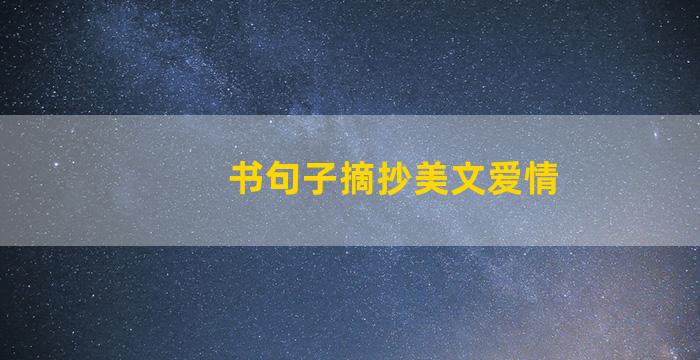 书句子摘抄美文爱情