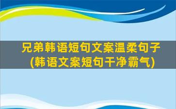 兄弟韩语短句文案温柔句子(韩语文案短句干净霸气)