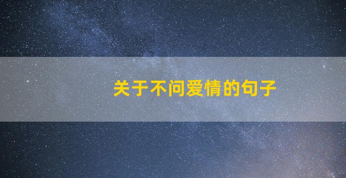 关于不问爱情的句子