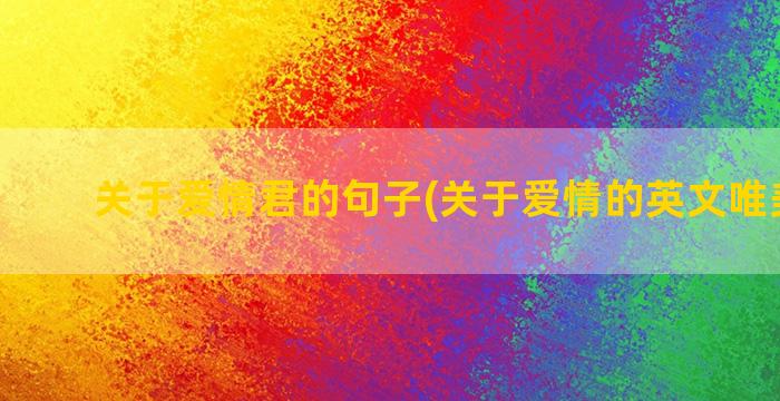 关于爱情君的句子(关于爱情的英文唯美句子)