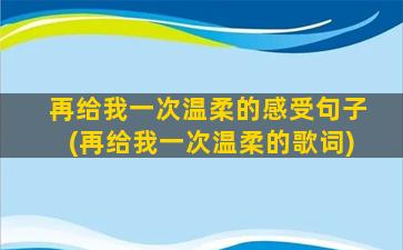 再给我一次温柔的感受句子(再给我一次温柔的歌词)