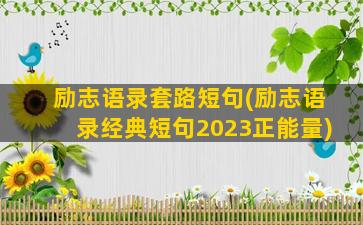 励志语录套路短句(励志语录经典短句2023正能量)