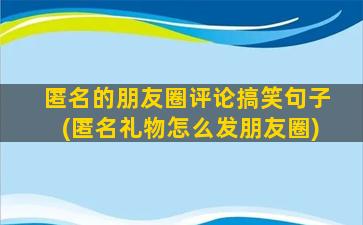 匿名的朋友圈评论搞笑句子(匿名礼物怎么发朋友圈)