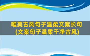 唯美古风句子温柔文案长句(文案句子温柔干净古风)