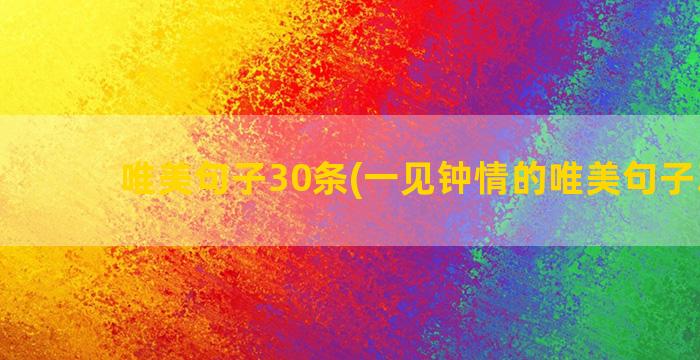 唯美句子30条(一见钟情的唯美句子30句)