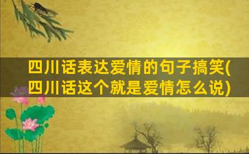 四川话表达爱情的句子搞笑(四川话这个就是爱情怎么说)