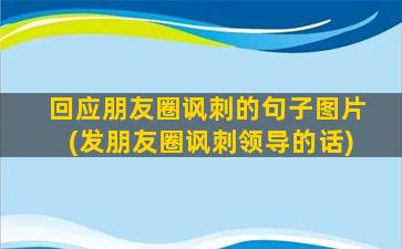 回应朋友圈讽刺的句子图片(发朋友圈讽刺领导的话)