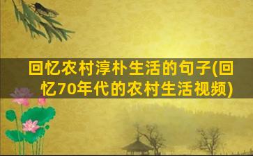 回忆农村淳朴生活的句子(回忆70年代的农村生活视频)