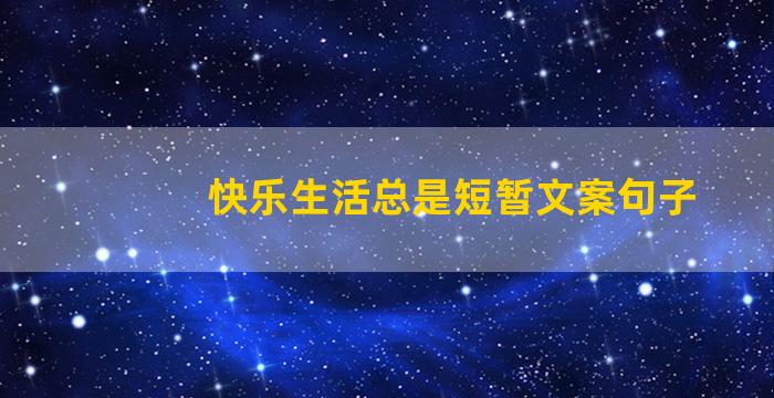 快乐生活总是短暂文案句子