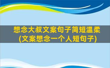 想念大叔文案句子简短温柔(文案想念一个人短句子)