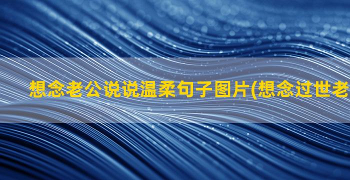 想念老公说说温柔句子图片(想念过世老公的说说)