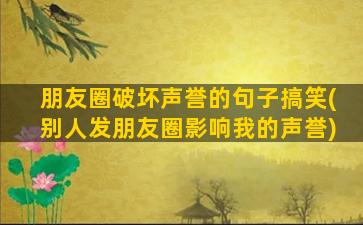 朋友圈破坏声誉的句子搞笑(别人发朋友圈影响我的声誉)