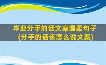 毕业分手的话文案温柔句子(分手的话该怎么说文案)