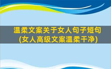 温柔文案关于女人句子短句(女人高级文案温柔干净)