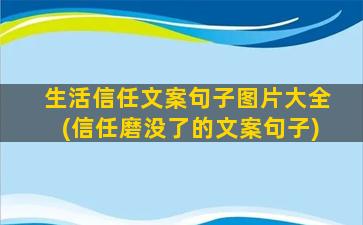 生活信任文案句子图片大全(信任磨没了的文案句子)