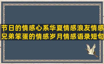 节日的情感心系华夏情感浪友情感兄弟笨蛋的情感岁月情感语录短句