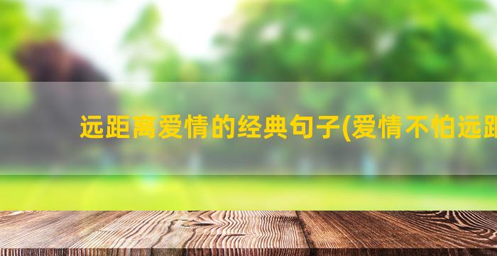 远距离爱情的经典句子(爱情不怕远距离)