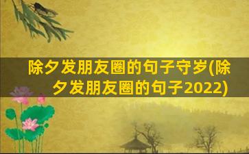 除夕发朋友圈的句子守岁(除夕发朋友圈的句子2022)